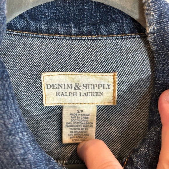 DENIM & SUPPLY Sz S Jean Jacket Floral Embroidery Distressed 100% Cotton Pockets - Picture 2 of 10